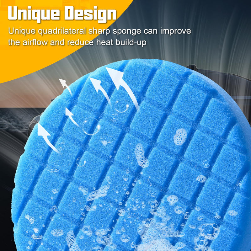 6 Inch Buffing Polishing Pads, 3Pcs Blue Polishing Pad High-Density Buffing Sponge Pads 6.5 Inch Face for 6 Inch 150mm Backing Plate for Car Buffer Polisher Compounding, Polishing & Waxing 6.5 - Inch