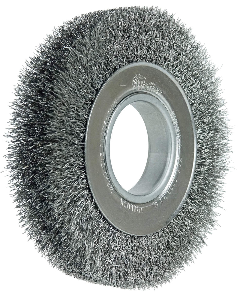 Weiler 06080 6" Medium Face Crimped Wire Wheel, .014" Steel Fill, 2" Arbor Hole, Made in the USA 0.014 Wire Size