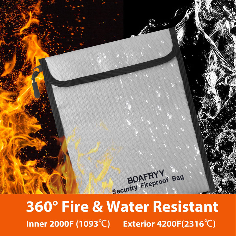 3 Pcs Fireproof Waterproof Money Important Document Bag(2000℉),Fire Proof Bag for Documents,Fire Proof Money Bag for Cash,for A4 A5 Documents Holder,Cash,Passport,Tablet,Laptop,File,Jewelry Fireproof document bag- 3pcs