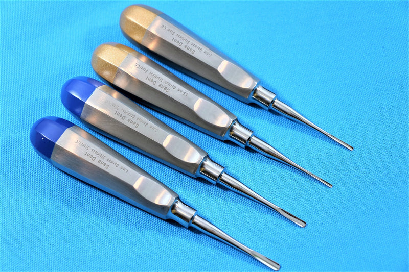 Dental Luxating Elevator Surgical Root Instruments Straight Tip 1.3 mm 2mm 3mm 4mm Set of 4 Each Premium German