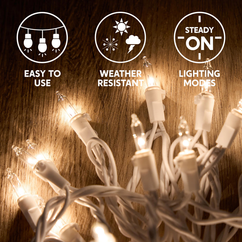JOIEDOMI Christmas String Lights Indoor,100 Count Mini Warm Fairy Light,21.5FT Lighting Decor for Patio Dorm Classroom Bedroom Holiday Wedding Party Garland Birthday Festival Valentines Day,White Wire White 100ct