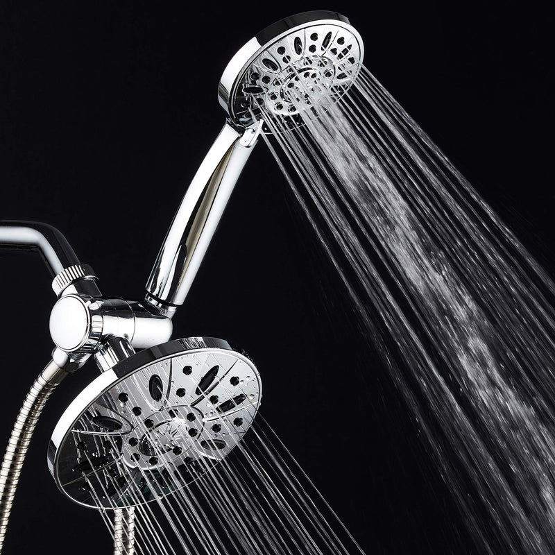 AquaDance 6" Premium High Pressure 3-way Rainfall Shower Combo Combines the Best of Both Worlds - Enjoy Luxurious Rain Showerhead and 6-setting Hand Held Shower Separately or Together! Chrome