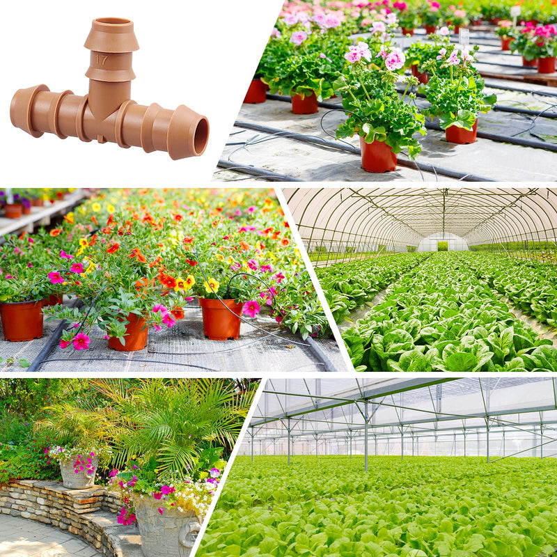 20-Pack Drip Irrigation Barbed Tee Fittings, Fits of 1/2”, 17mm .600” ID Drip Tubing 20P-TEES