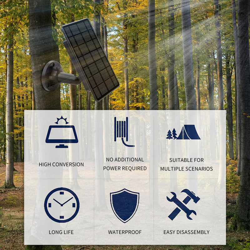 3W Trail Camera Solar Panel, with Build-in 5000mAh Rechargeable Lithium Battery Solar Battery Charger Kit for Hunting Game Cameras or Deer Feeder Accessory, 12V/1A 6V/2A IP65 Waterproof Solar Panel
