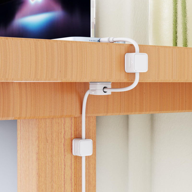 Cord Organizer Holder, 8 Pack Magnetic Desk Cable Clips Management, Hide Phone Charging Cable Keeper, Strong Adhesive Wire Charger Holder for Nightstand, Kitchen Appliances, Office Supplies White