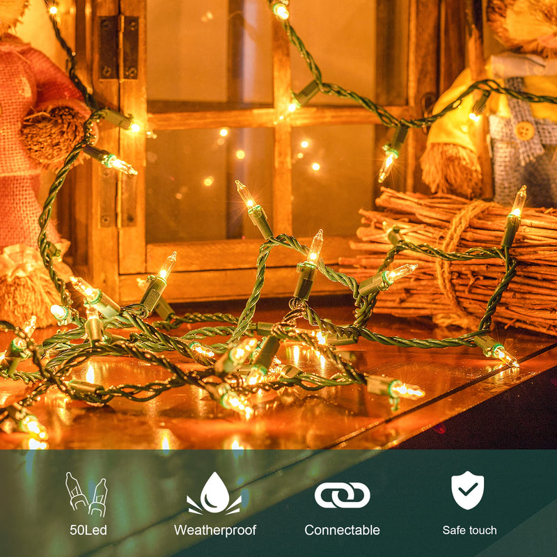 50-Count White Christmas Lights with Green Wire,Mini String Lights for Holiday Decorations, Christmas Tree Lights, Holiday Party, Wedding, Xmas, Home, Indoor & Outdoor Use (13ft Long) Warm White 50L