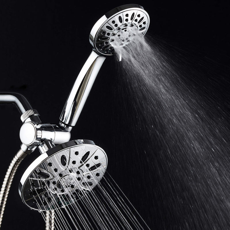 AquaDance 6" Premium High Pressure 3-way Rainfall Shower Combo Combines the Best of Both Worlds - Enjoy Luxurious Rain Showerhead and 6-setting Hand Held Shower Separately or Together! Chrome