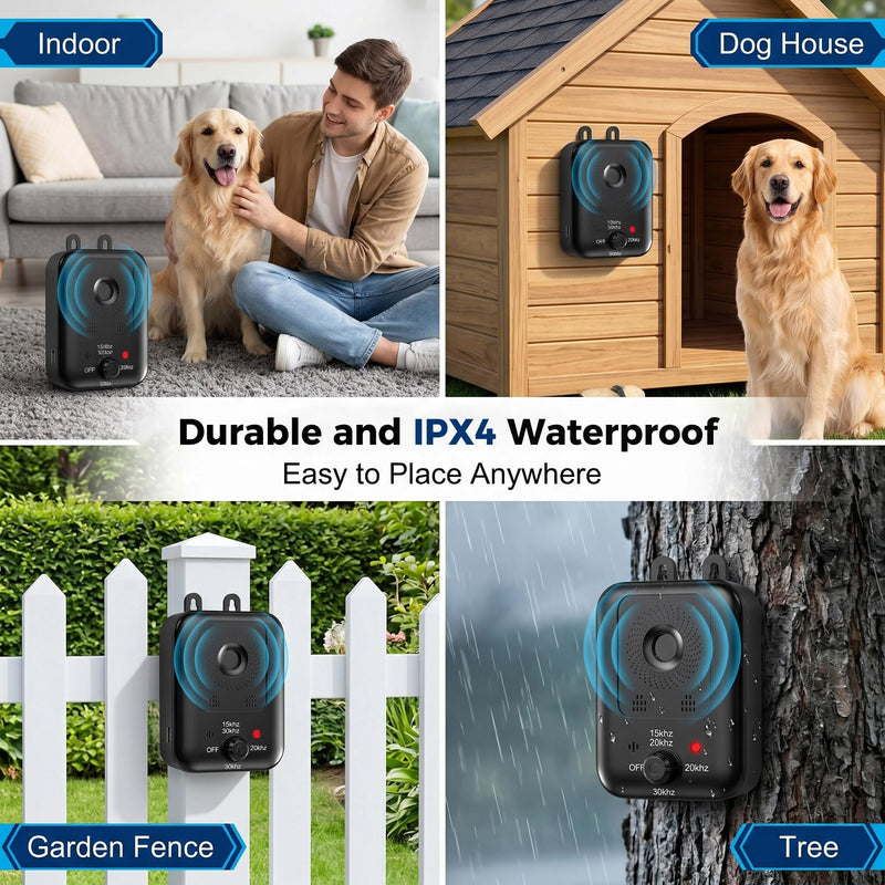 Anti Barking Device for Dogs, Ultrasonic Dog Bark Deterrent Devices, Auto Dog Barking Deterrent Devices, 3 Modes Ultrasonic Bark Box, Dog Barking Stopper Long Range 33ft, for Indoor & Outdoor Use Black