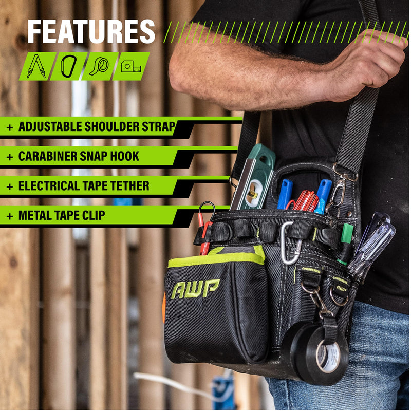 AWP TrapJaw 3-in-1 Electrician Tool Pouch with Spring-Loaded Technology, Designed for Professional Electricians and Maintenance Repair Technicians,Black Portable Tool Box - NewNest Australia