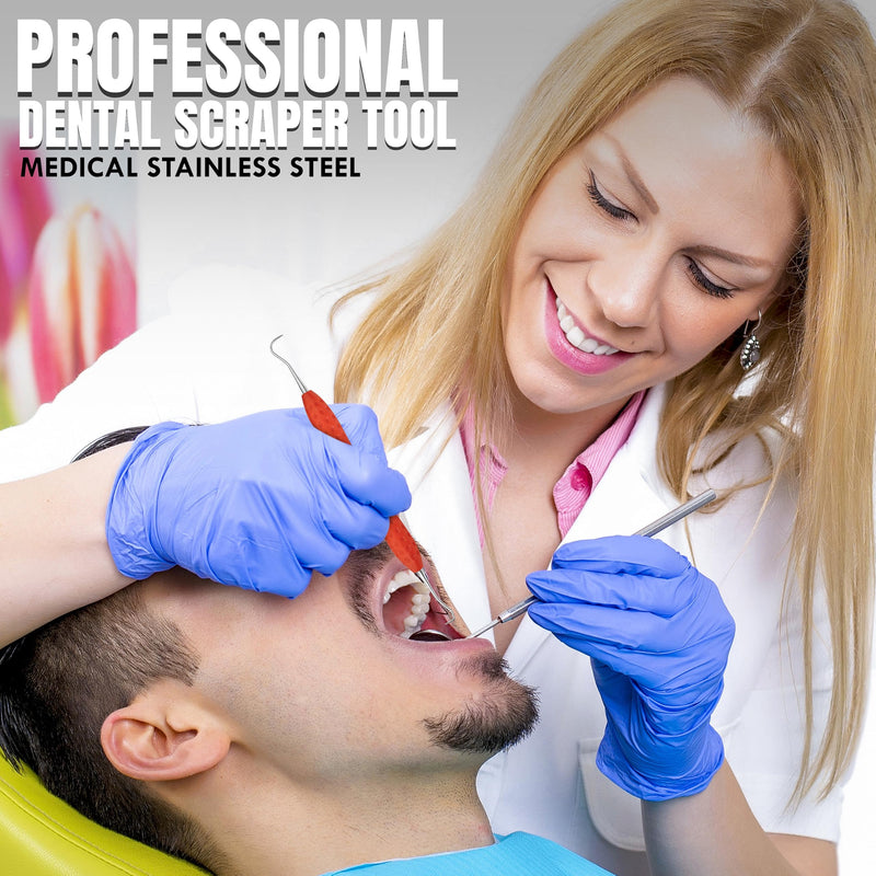 Professional Dental Tools Tartar Scraper for Dentist, Personal Use and Pets Plaque Remover for Teeth, Premium Oral Care Double Ended Dental Scaler | U5/33 Stainless Steel (Orange, Silicon Handle) Orange, Silicon Handle