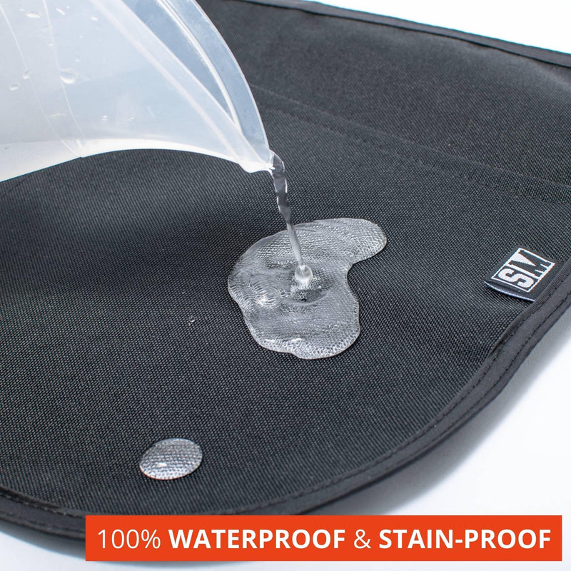 Waterproof Server Apron with Buckle - Stainproof Waist Apron for Waiters and Waitresses Short (3-pocket) Jet Black
