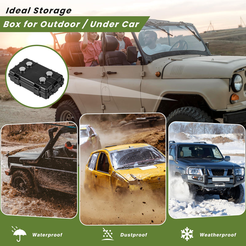 Magnetic Key Box for Under Car, 7.3''x4.2'' Car Key Fob Holder Outdoor Magnetic Box Waterproof Large Magnetic Key Holder Under Vehicles Hide a Key 4 Strong Magnets for Hiding Keys, Black