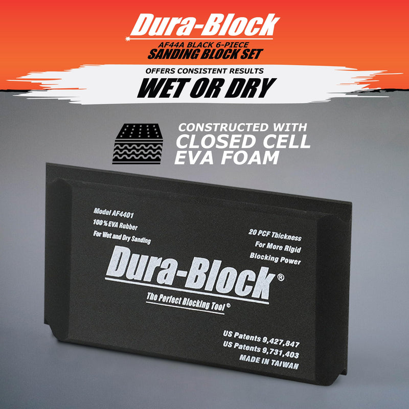 Dura-Block Set 6pc - Flexible EVA Foam Wet or Dry Autobody Sanding Blocks Kit for Automotive Bodywork 1pcs