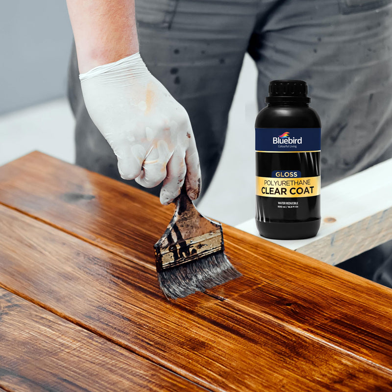Bluebird 16.9 Fl Oz Polyurethane Clear Coat for Furniture, Paintings, Water-Based Professional Varnish (Gloss) Gloss - NewNest Australia