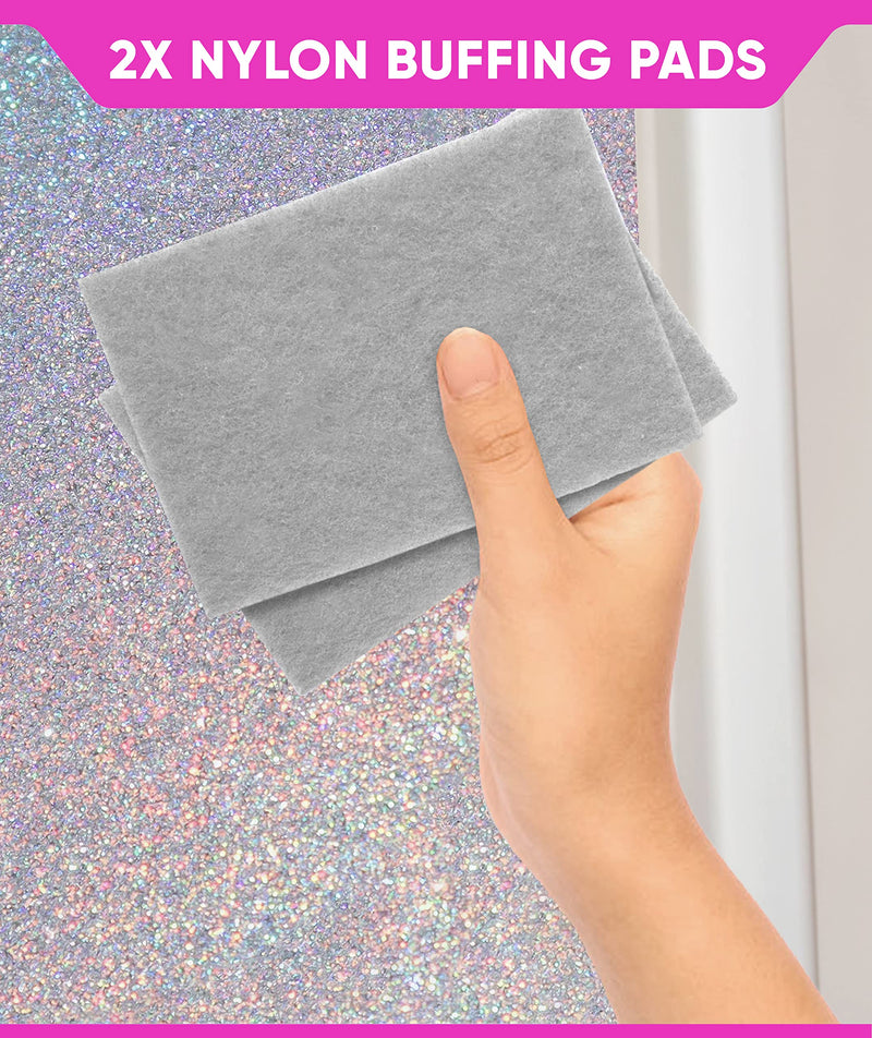 Glitter for Paint [5.3oz] – Holographic Silver with 2 x Buffing Pads – Glitter for Painting Walls for Luminous Paint Finish on Interior or Exterior Walls, Ceilings, and Wood - Glitter Paint Additive 150.0 Grams
