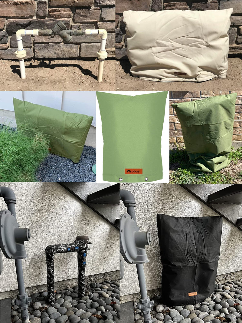 Backflow Preventer Cover Insulated Pouch,Outdoor Pipe Insulation Cover,Winter Well Head Cover Water Well Pump Covers Sprinkler Valve Cover Insulated (Black 17" W×21" H) Black 17''W x 21''H