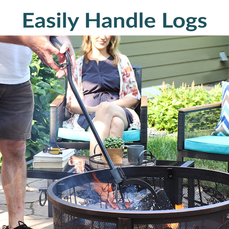 Sunnydaze 36" Steel Log Tongs for Fire Pit, Outdoor Fireplace Log Grabber 1