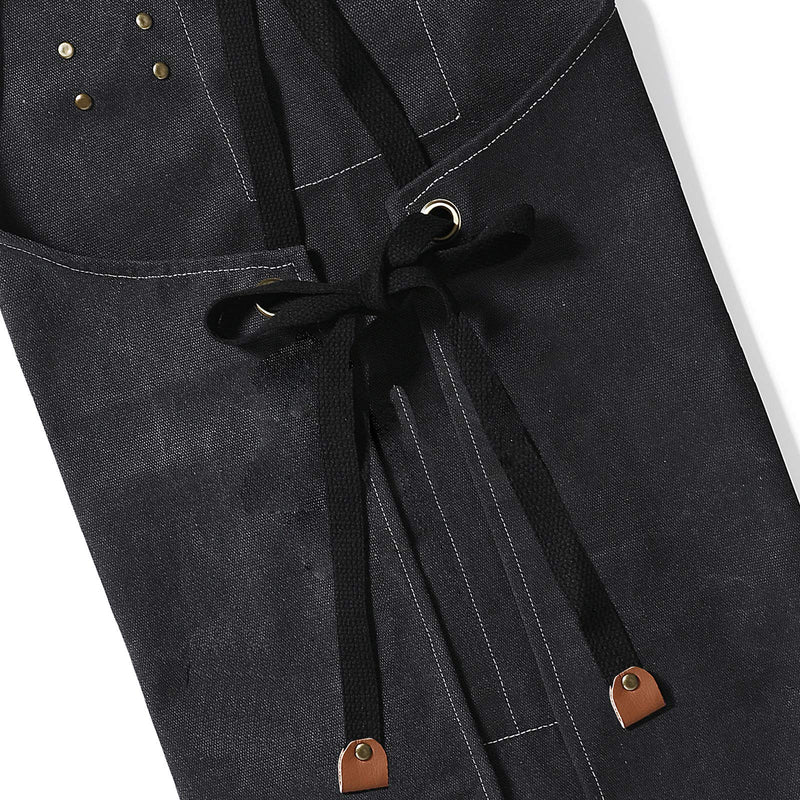 AFUN Chef Aprons for Men Women with Large Pockets, Cotton Canvas Cross Back Heavy Duty Adjustable Work Apron, Size M to XXL (Black) Black