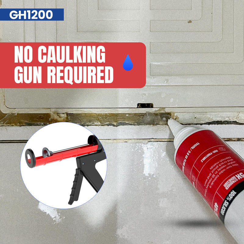 GH1200 150 ML/5 FL Oz Silicone Caulk Clear Silicone Sealant Waterproof, Kitchen & Bathroom Caulk - Shrink & Crack Proof - Indoor & Outdoor Use Silicone Glue - Strong Caulking Formula Tube 150 ML Clear Silicone Sealant
