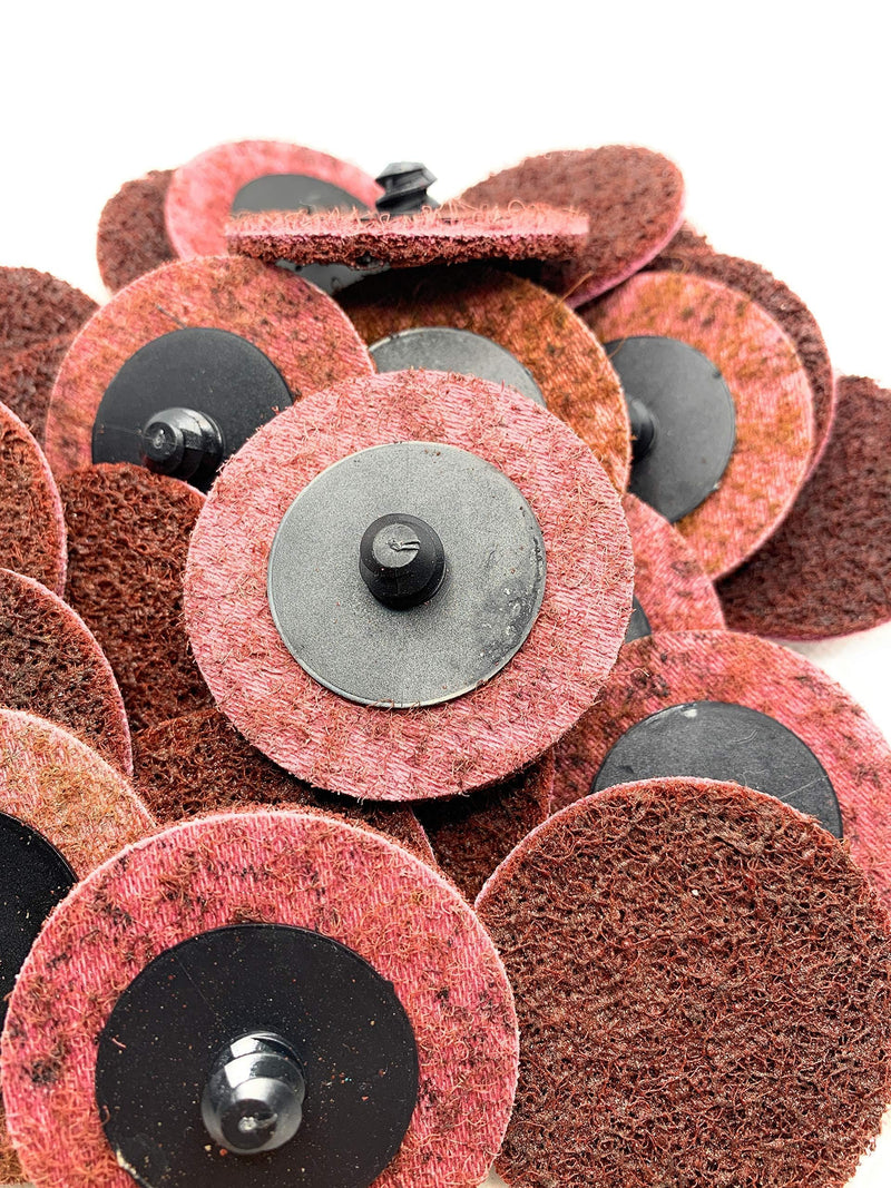 Premium SIGNI R-Type 2 inch Maroon Medium Abrasive Non Woven Nylon Surface Conditioning Disc Quick Change Disc for Rust Removal, Polishing and Finishing (25pcs) Maroon Midium