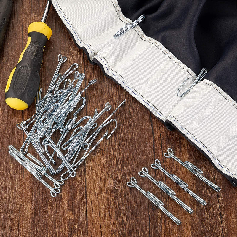 50 Pieces Drapery Pins Metal Curtain Hooks Drapery Hooks Metal Curtain Hooks Pins for Drapes Pinch Pleat Hooks Window Curtain, Door Curtain and Shower Curtain (Silver) Silver 50