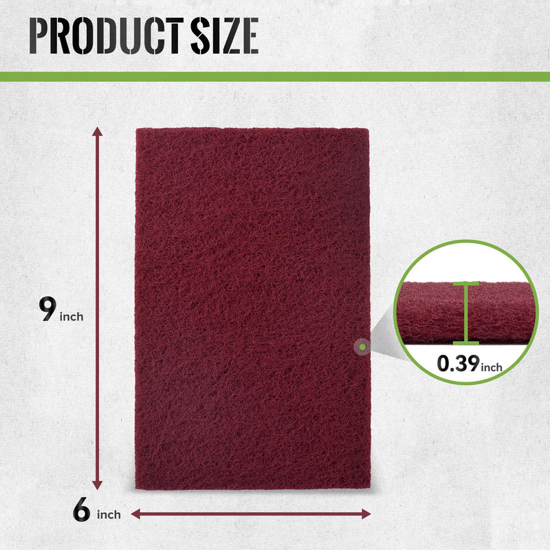 6” x 9” Maroon Scuff Pad 20PCS General Purpose Scrub Pad Automotive Abrasive Pads for Scuffing,Sanding,Scouring,Surface Adhesion Preparation 320 Grit-Maroon-20PCS