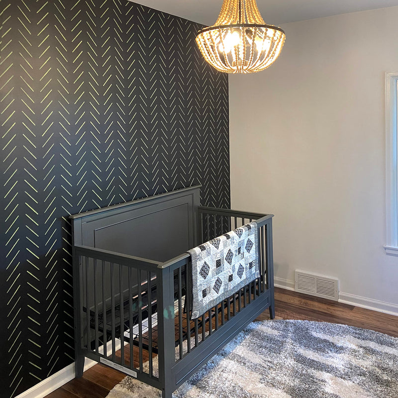 STENCILIT® Herringbone Simple Wall Stencil - XL Stencil 22x40 In, Geometric Wall Stencils for Painting Large Pattern, Modern Large Wall Stencils