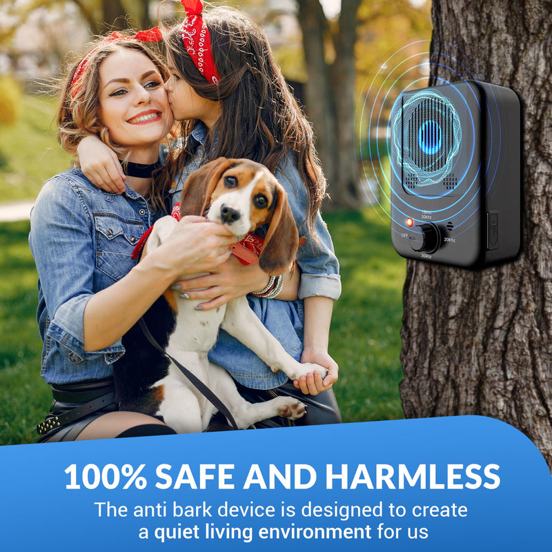 Anti Barking Device for Dogs – Rechargeable Outdoor Dog Bark Deterrent Devices – Waterproof Ultrasonic Dog Trainer Ideal for Fence, House, Tree – Safe for Pets, Humans