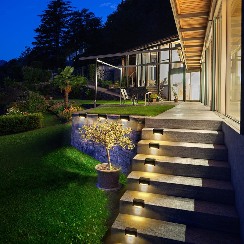 SOLPEX Solar Deck Lights 12 Pack, Waterproof Led Lights for Outdoor Stairs, Step, Fence, Yard, Patio, and Pathway(Warm White) Brown