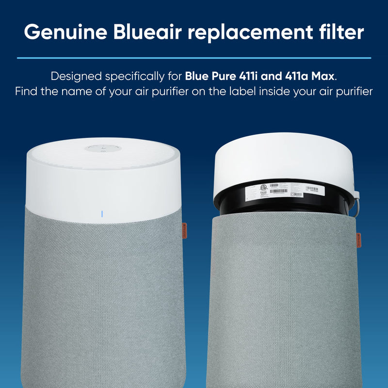 BLUEAIR Blue Pure 411i Max and 411a Max Genuine Replacement Filter, Blue Pure F4MAX, fits Blue Pure 411i Max and 411a Max Air Purifier 411 Max Genuine Filter