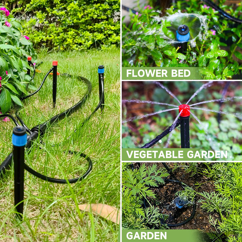 60 Pack Drip Irrigation Emitters Sprays for 1/4 Drip Irrigation Tubing, Irrigation System for Garden (30 Pcs Emitters Vortex + 30 Pcs Emitters Stream) 60 Pcs Emitters