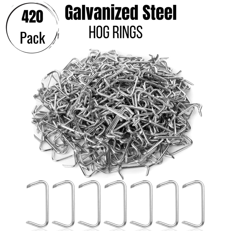 Mr. Pen- Galvanized Hog Rings, 3/4", 420 Pcs, Hog Rings Upholstery, Hog Rings for Furniture Upholstery, Auto Upholstery, Meat & Sausage Casings, Fencing, Animal Pet Cages, Shock Cords 420 Pcs, 3/4"