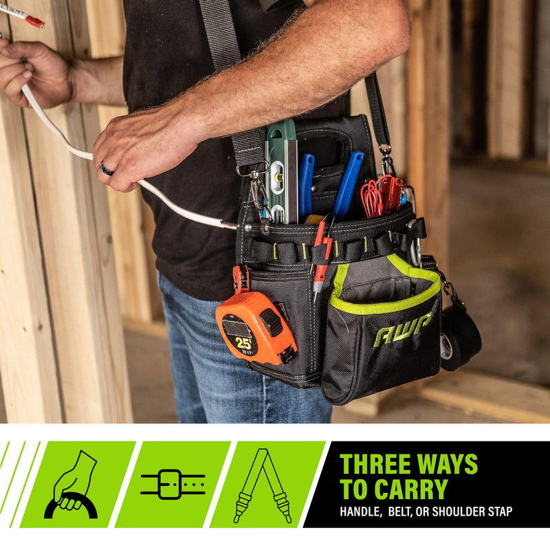 AWP TrapJaw 3-in-1 Electrician Tool Pouch with Spring-Loaded Technology, Designed for Professional Electricians and Maintenance Repair Technicians,Black Portable Tool Box - NewNest Australia