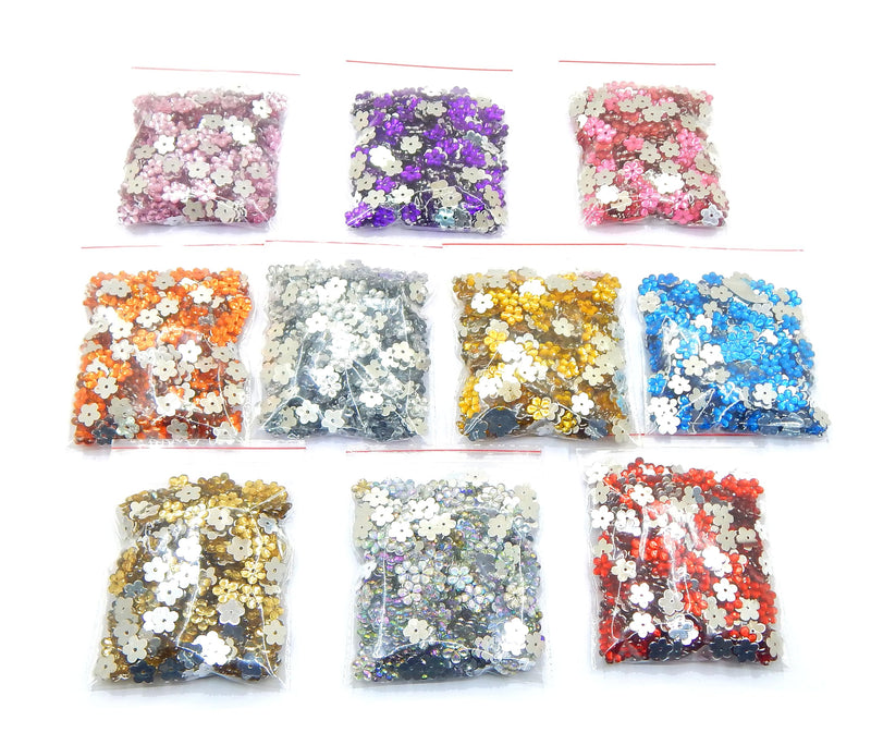 Perlin Acrylic Crystals Sewing Gemstones Set 2500 Pieces 10 Colours Flower Jewellery Stones with Hole Flat Back Resin Rhinestones for Textiles Clothing Costumes
