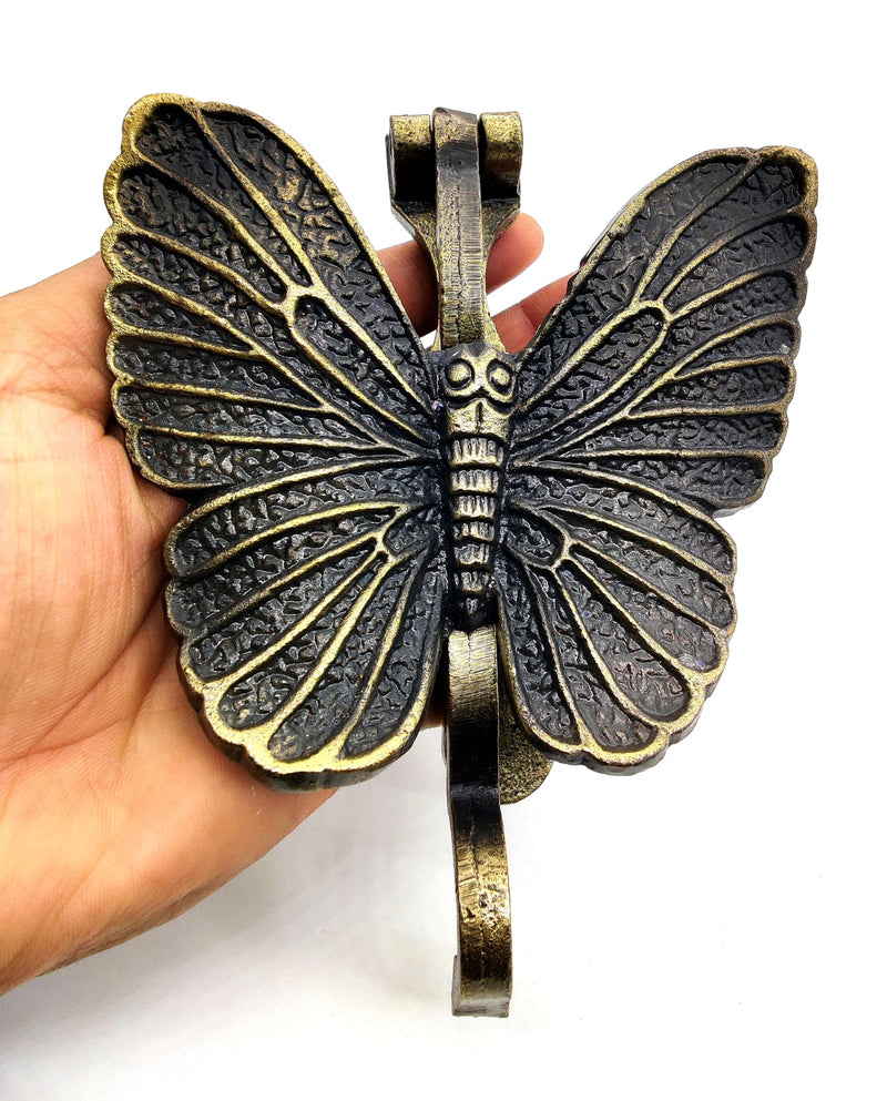 5MOONSUN5's Butterfly Door Knocker Door Knocker for Front Door | Antique Finish Solid Cast Iron Door Knockers with Strike Plate