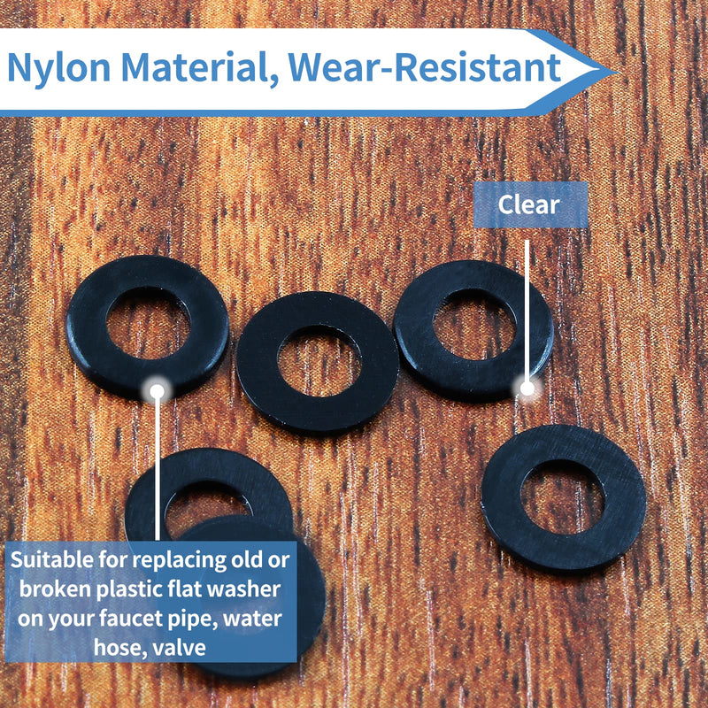 50 Pack M5 Nylon Washers Black Flat Washer, 5mm ID 10mm OD 1mm Thickness Faucet Plastic Gasket, Metric Nylon Gasket Sealing Washer Spacer Flat Hose Washer for Water Pipe Water Hose M5x10mmx1mm 50