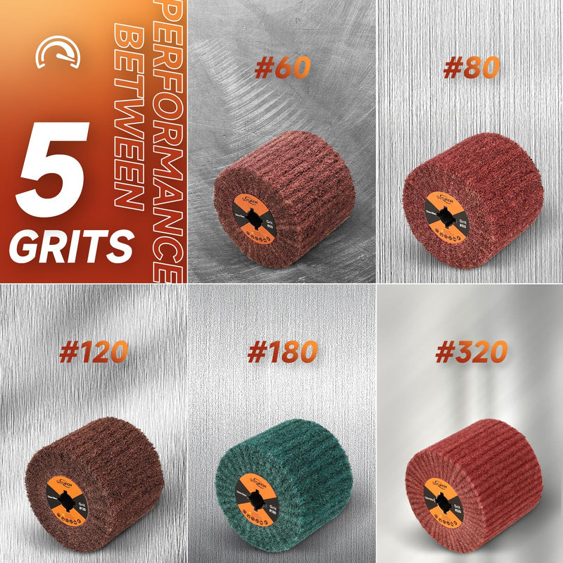 Non-Woven Wheel Surface Conditioning Tool, 80 Grit 120 x 100 x 19 mm Abrasive Drawing Polishing Wheel for Wood Metal Burnishing Wheel 4.7"x 4"