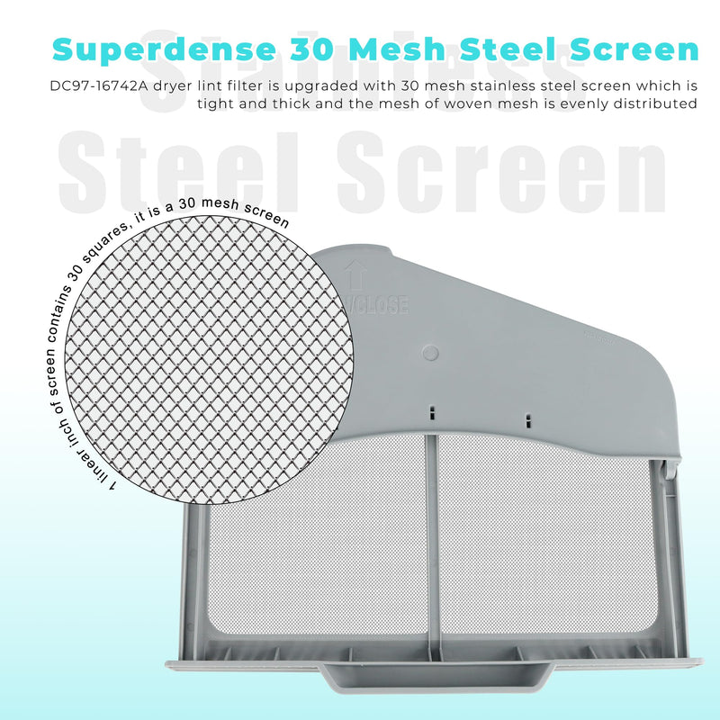 DC97-16742A Lint Trap fit for Samsung Dryer Lint Trap Replacement,Stainless Steel Lint Trap Screen Parts fit for SAMSUNG Dryer DV456ETHDSU/AA DV45H7000EW/A2 DVE50R5200W/A3 DVE50R5400V/A3 prime&swift