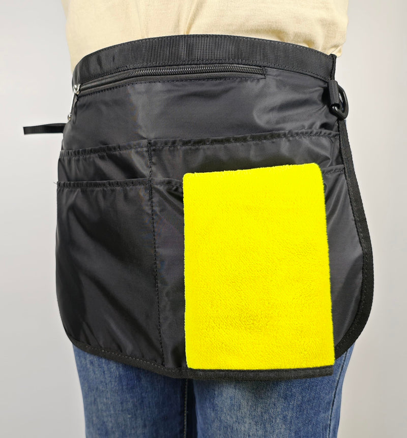 Small Size Cleaning Caddy Apron for Women with 5 Pockets, Professional Waterproof Cleaning Supplies for Housekeepers Small Black 1