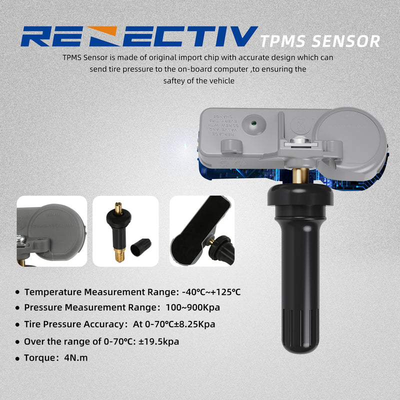 TPMS Sensor 4pcs GM,315Mhz Tire Pressure Monitor Sensors Compatible with GM Chevy Buick GMC Pontiac Hummer Saturn Pontiac Replace OE#13581558 13586335 13598771 13598772 four pieces sensors
