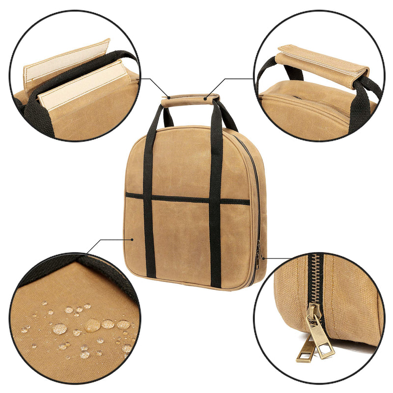 Denifiter Waxed Canvas Cable Bag, Multifunctional Repair Bag Heavy Duty Tool Bag, Waterproof (Khaki) Khaki