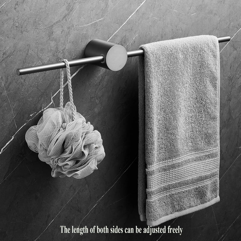 Balance Towel Bar Single Base Brass Towel Rack Adjustable Left and Right Wall Mounted Bathroom Towel Holder 20 inch Gun Grey
