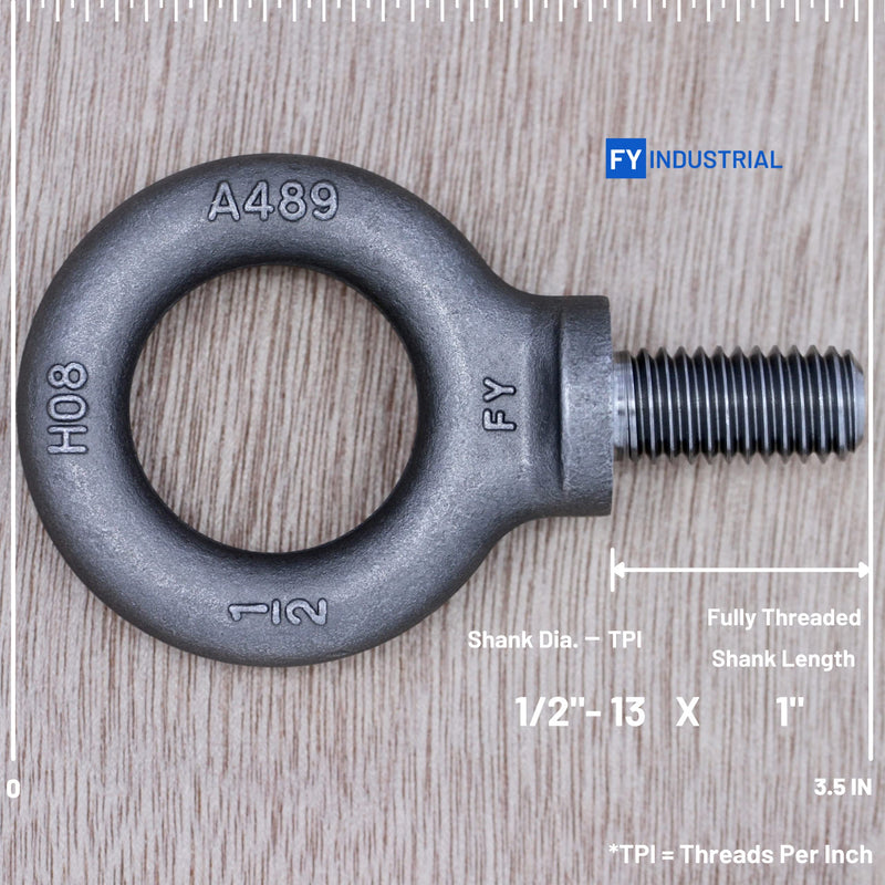 2 Pcs Lifting Shoulder Eye Bolts 1/2" 1/2"-13 X 1" Self Colored 2