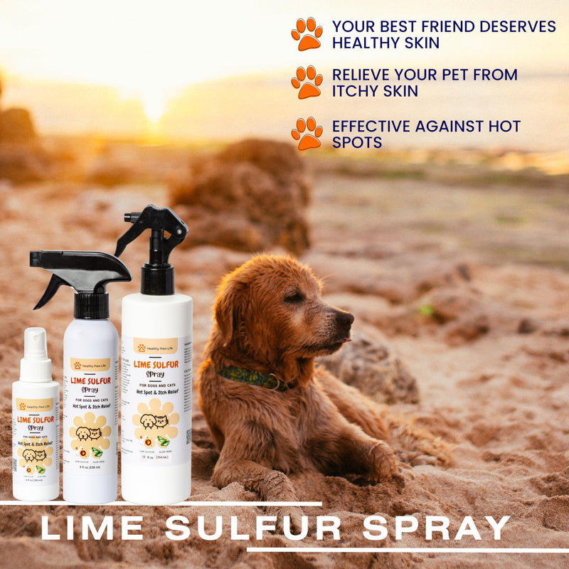 Classic's Lime Sulfur Spray - Pet Care for Dry and Itchy Skin - Spotcare and Safe Solution for Dog, Cat, Puppy, Kitten, Horse (4 oz) - PawsPlanet Australia