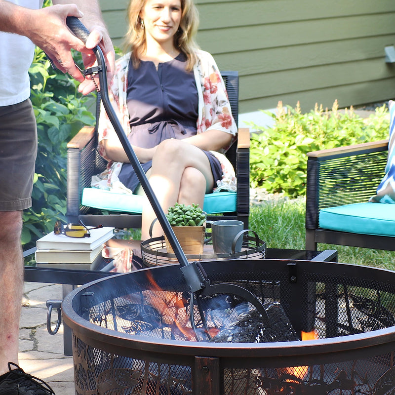 Sunnydaze 36" Steel Log Tongs for Fire Pit, Outdoor Fireplace Log Grabber 1