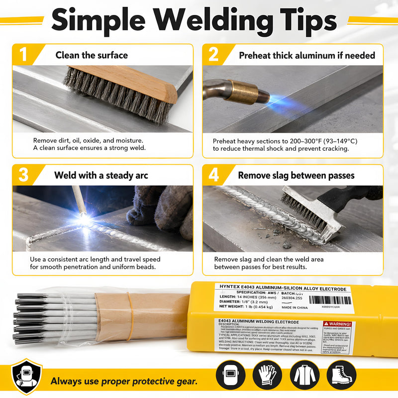 E4043 Aluminum Welding Rods 1/8" x 14" Stick Electrodes, 1lb | Aluminum Repair, Moisture-Resistant Pack, Stable Arc Low Spatter, Professional & DIY