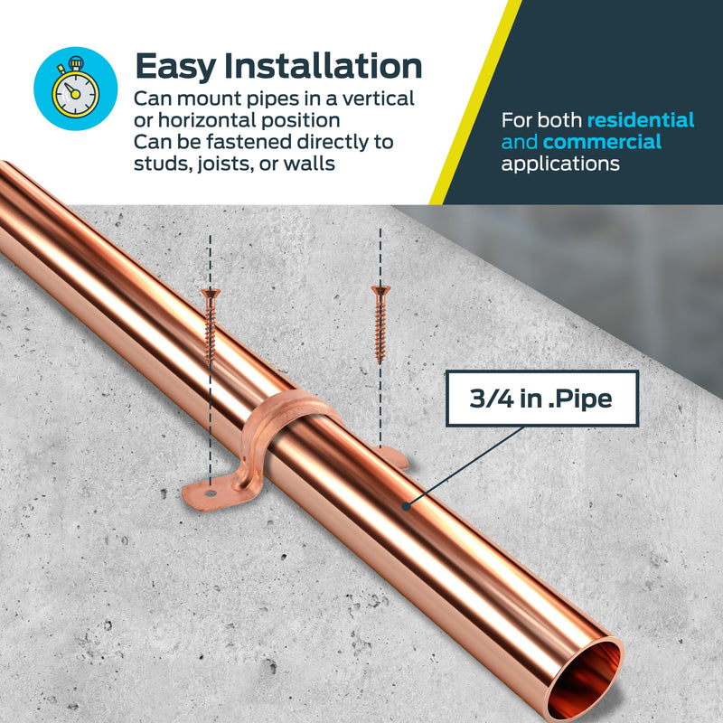 HoldRite 3/4 Inch Copper 2-Hole Strap, 5 Pack, Pipe Support, CPS075Z5 3/4 in., 5 Pack - NewNest Australia