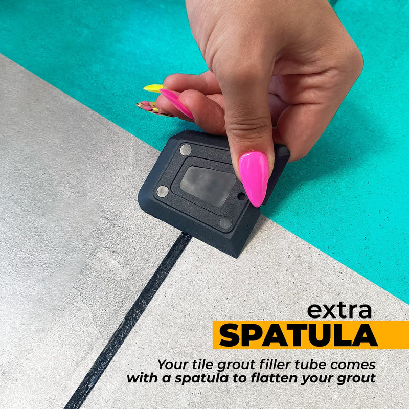 PentaUSA Tile Grout Repair Kit - Black Grout Filler, Triple Protection, Fast Drying Formula Restores and Renews Grout Lines with Grout Float (Black, 8.8oz / 250gr)