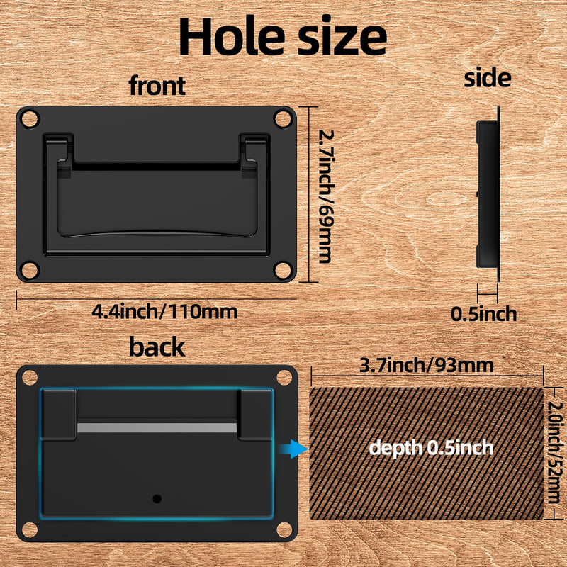 4.3 inch Black recessed Door Pull Handle, The recessed Flush Pull Handle has Springs Inside it That Automatically Pull Back,Door Pull Handle Recessed Flush Pull Handle (1, Black) 1