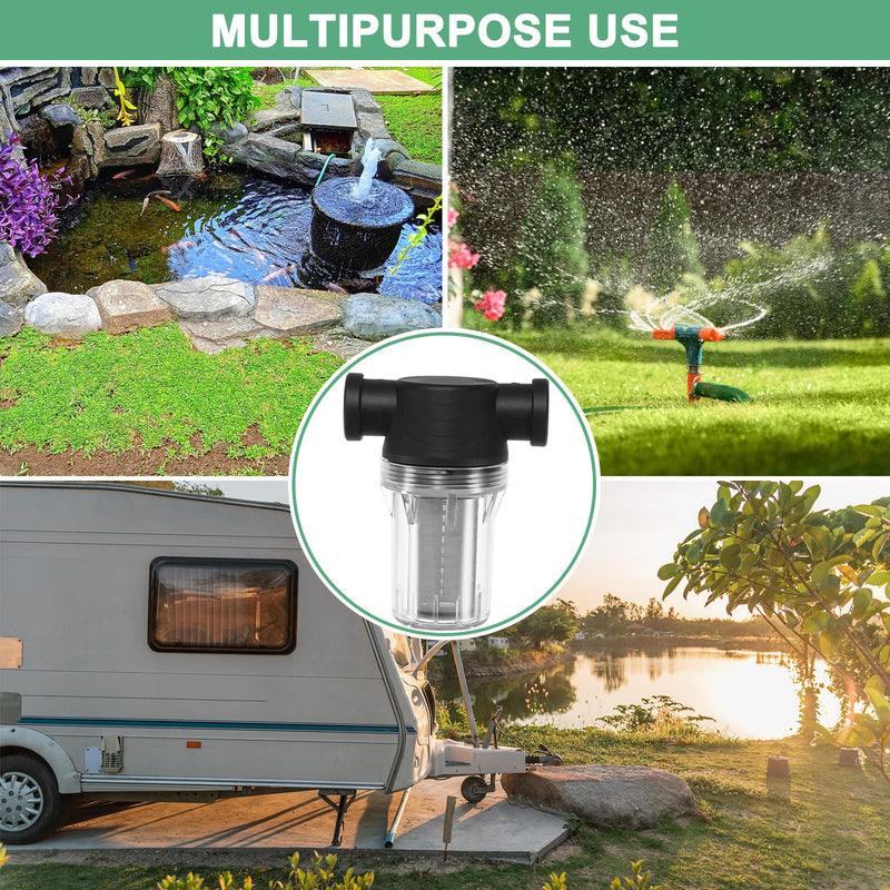 3-Pack Water Pump Strainer with 100 Mesh Stainless Steel Filter Screen, 1/2" Inch Female NPT in-line Strainer for Garden Hose Outdoor RV Water Tank Pressure Washer [Black]